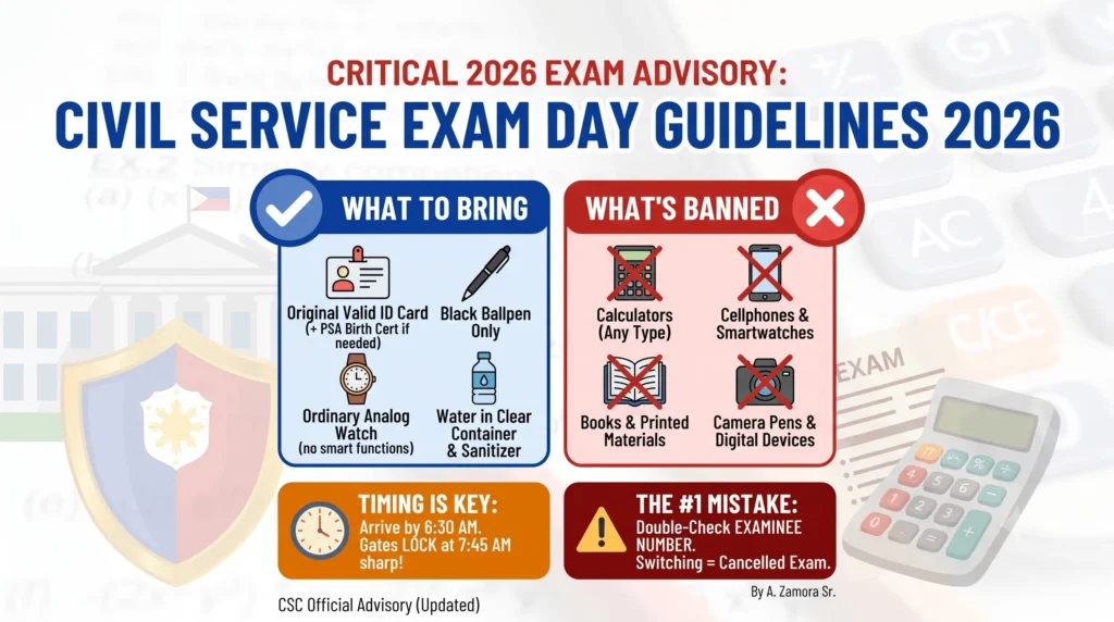 csc exam day guidelines 2026